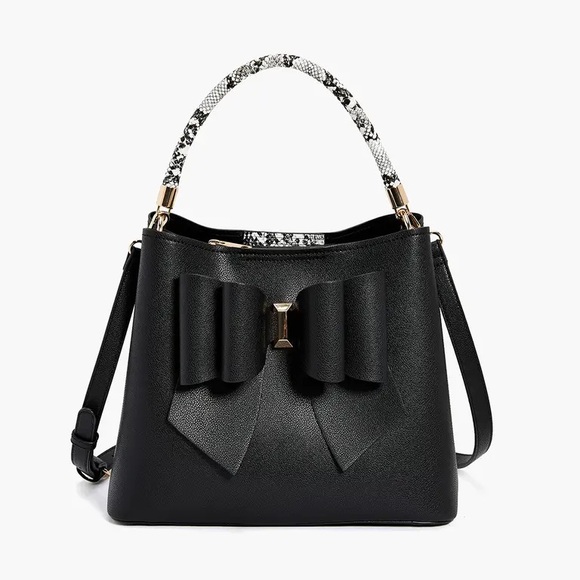 SOLD Rattle Double Bow Satchel Handbag - Picture 1 of 3